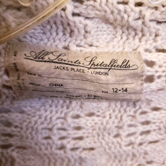 AllSaints Theo Short Off White Wrap Luxurious Knit Cardigan Size M/L 12-14 EUC - Picture 13 of 14